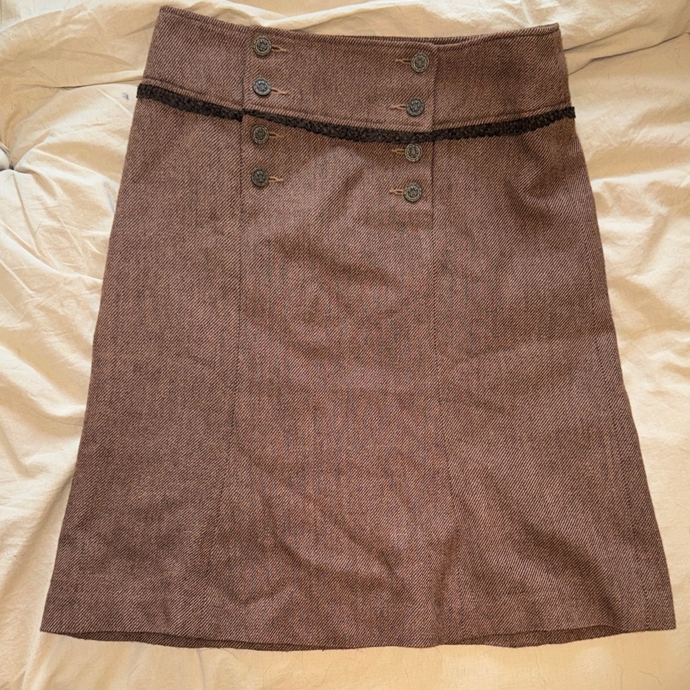 Brown Button-Detail Women's Skirt